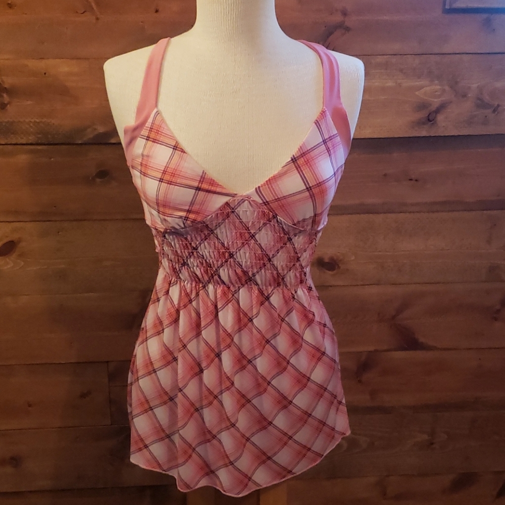 Cute pink plaid Charlotte Russe tank top.